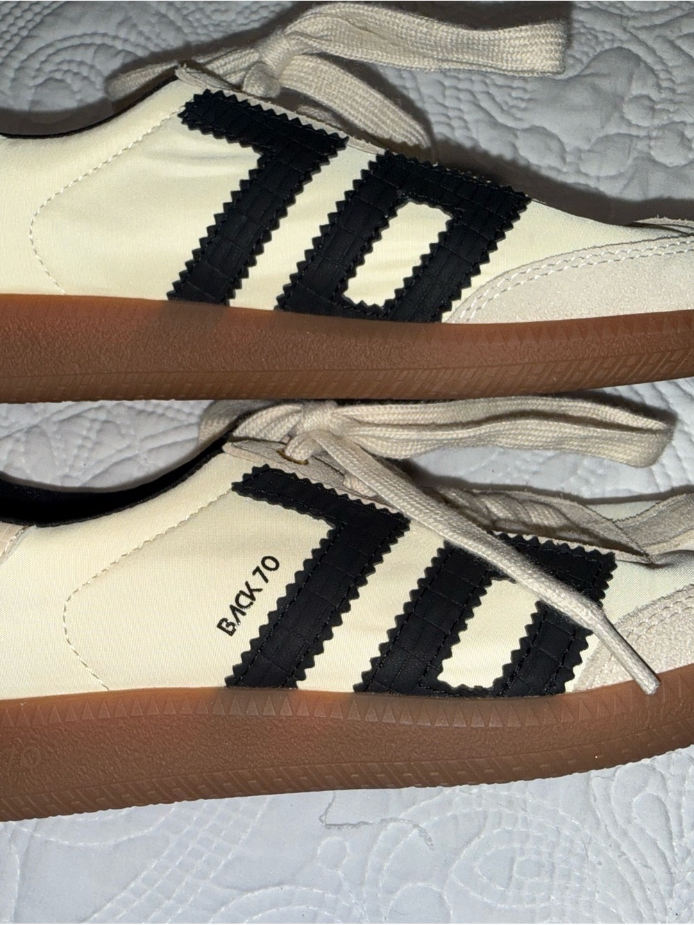 Women's Cream and Black Retro-Style Sneakers